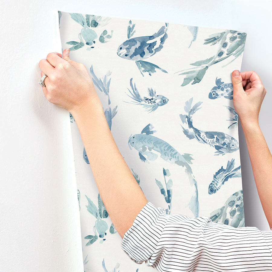 Koi Blue Fish by A-Street Prints Fish Wallpaper – A-Street Prints 4172-27500