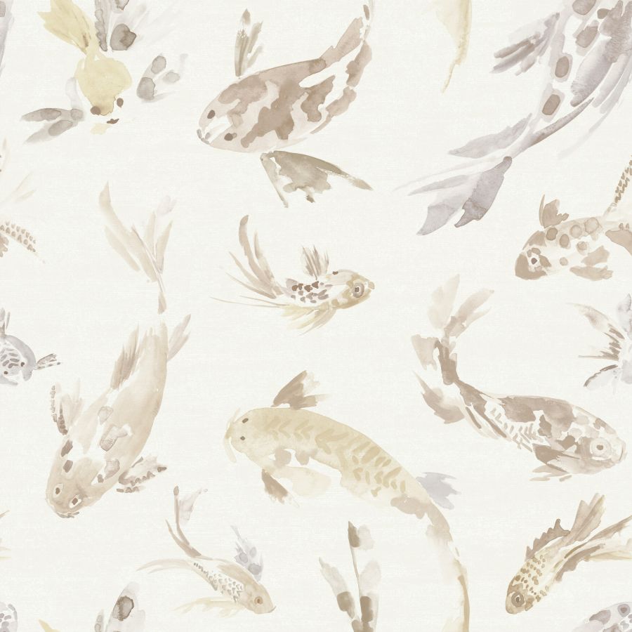 Koi Metallic Fish wallpaper in warm metallic neutrals by A‑Street Prints