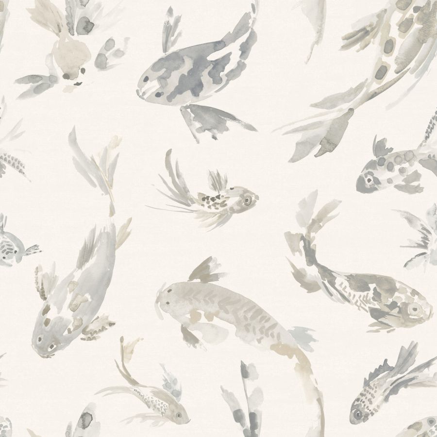 Koi Stone Fish Wallpaper in grey by A-Street Prints
