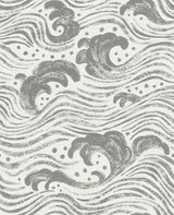 Swell Charcoal Ocean Wave Wallpaper roll and pattern