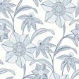 A‑Street Prints Star Flower Blue Floral Trail Wallpaper, blue linework flowers on white background, 20.5 in x 33 ft roll