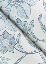 Star Flower Blue by A-Street Prints Floral Trail Wallpaper- Brewster 4172-27512