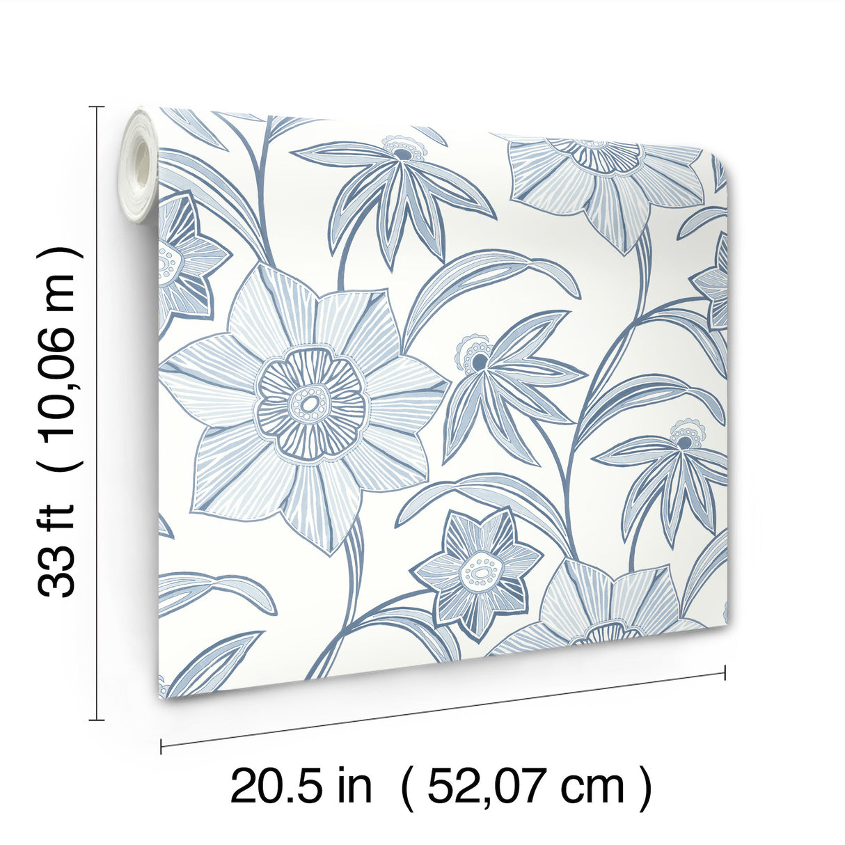 Star Flower Blue by A-Street Prints Floral Trail Wallpaper- Brewster 4172-27512