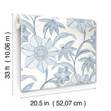 Star Flower Blue by A-Street Prints Floral Trail Wallpaper- Brewster 4172-27512