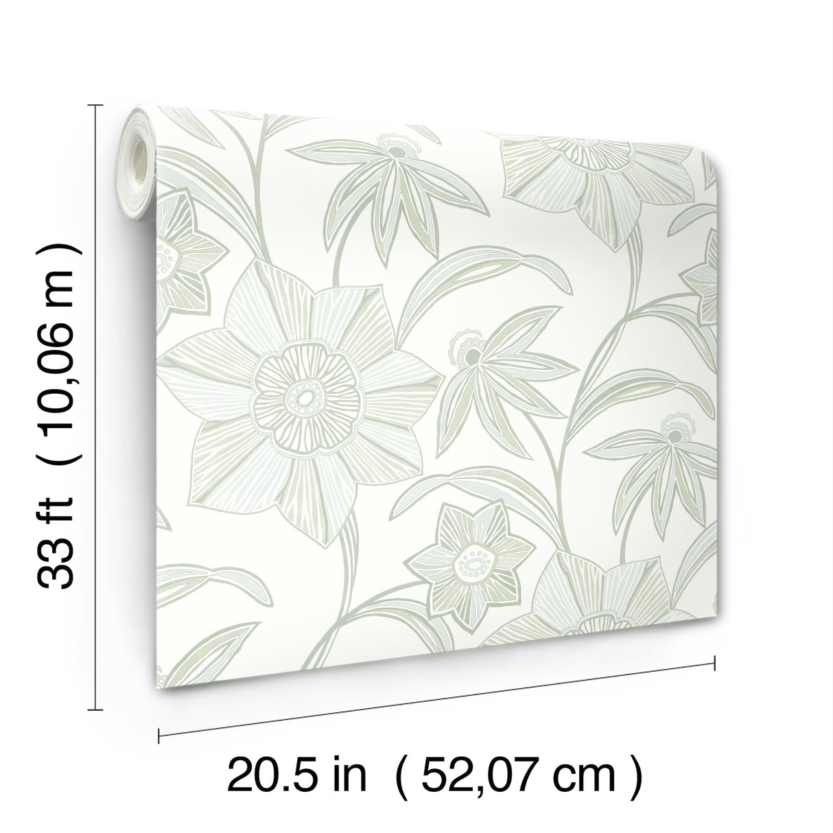 Star Flower Light Green by A-Street Prints Floral Trail Wallpaper- A-Street Prints 4172-27513