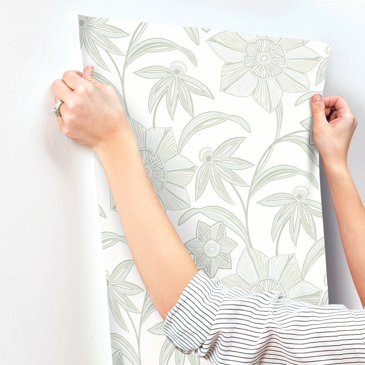 Star Flower Light Green by A-Street Prints Floral Trail Wallpaper- A-Street Prints 4172-27513