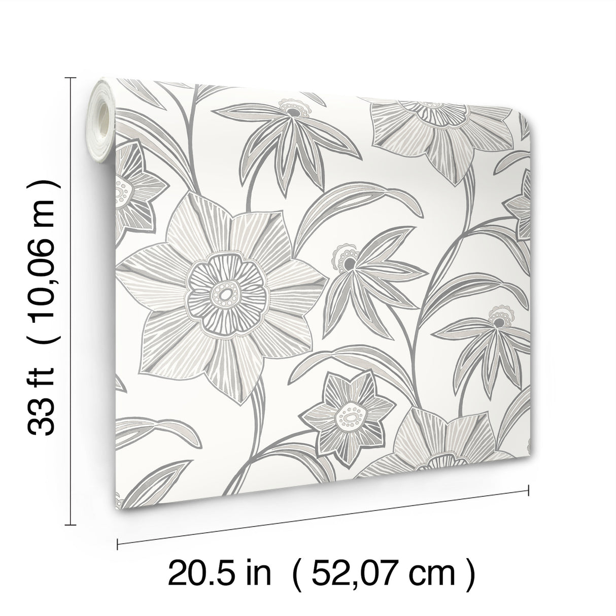 Star Flower Charcoal by A-Street Prints Floral Trail Wallpaper- A-Street Prints 4172-27514