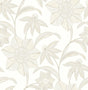Star Flower beige floral trail wallpaper with modern linework blossoms on white.