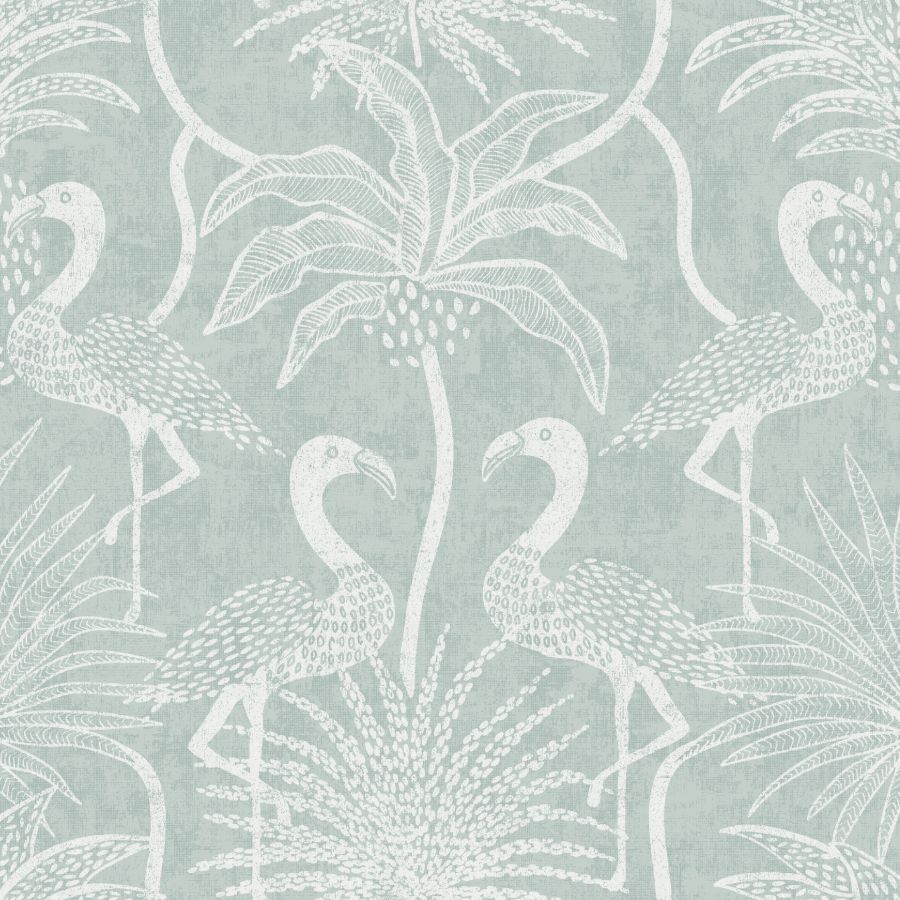 Biscayne Turquoise Flamingo Beach Wallpaper by A-Street Prints