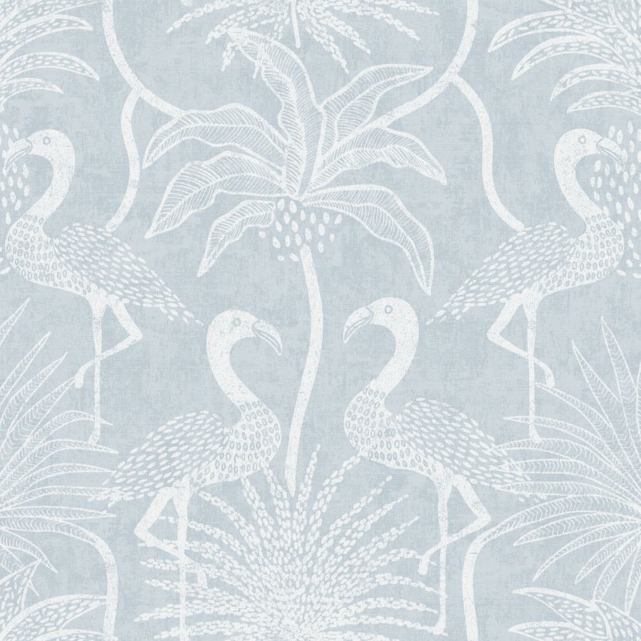 Biscayne Sky Blue Flamingo Beach Wallpaper by A-Street Prints