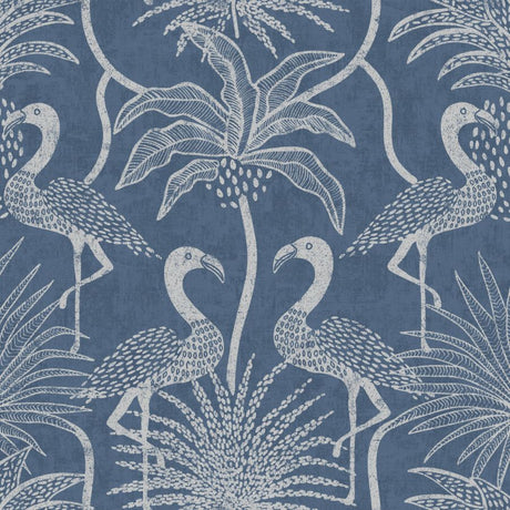 Biscayne Navy Flamingo Beach Wallpaper by A-Street Prints, pattern 4172-82006