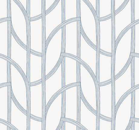 Salvo Navy Curved Contours Wallpaper by A-Street Prints roll and pattern