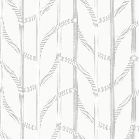 Salvo Silver Curved Contours Wallpaper by A-Street Prints