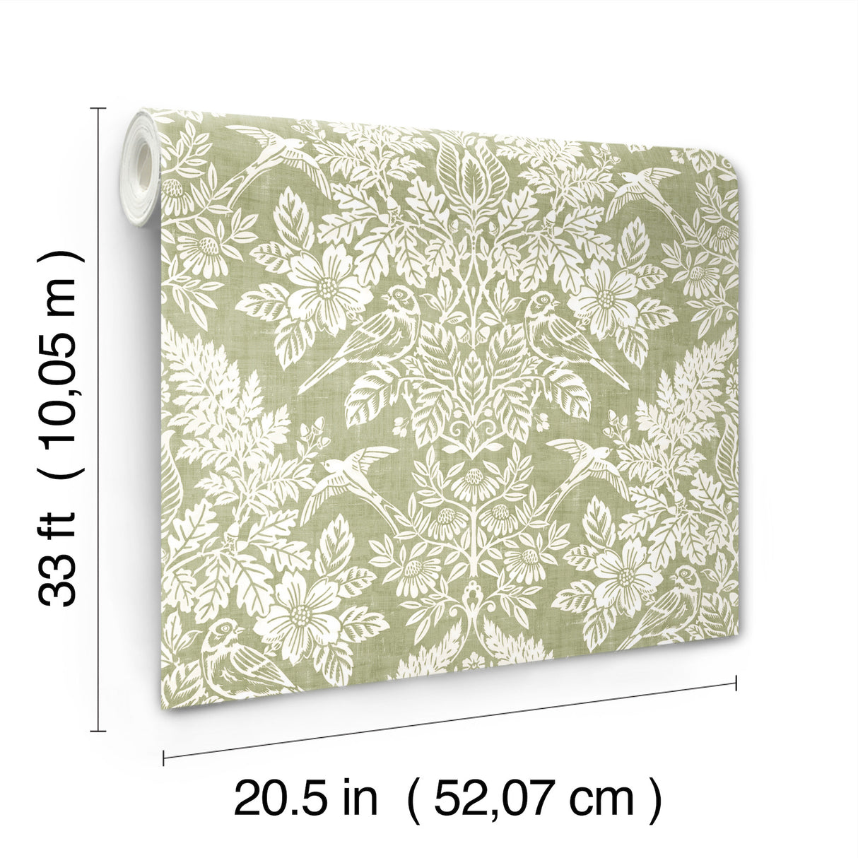 Finch Light Green by Chris Loves Julia Woodland Damask Wallpaper – A-Street Prints 4173-27620