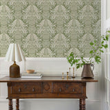 Finch Light Green by Chris Loves Julia Woodland Damask Wallpaper – A-Street Prints 4173-27620