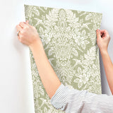 Finch Light Green by Chris Loves Julia Woodland Damask Wallpaper – A-Street Prints 4173-27620