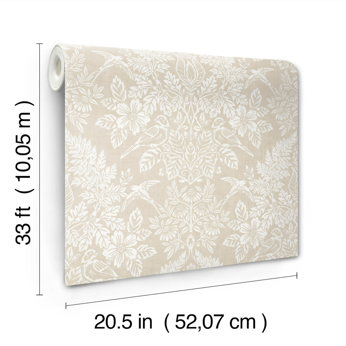 Finch Neutral by Chris Loves Julia Woodland Damask Wallpaper – A-Street Prints 4173-27621