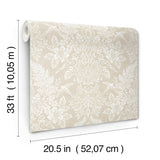 Finch Neutral by Chris Loves Julia Woodland Damask Wallpaper – A-Street Prints 4173-27621