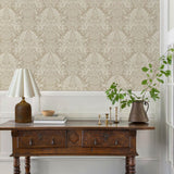 Finch Neutral by Chris Loves Julia Woodland Damask Wallpaper – A-Street Prints 4173-27621