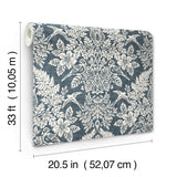 Finch Blue by Chris Loves Julia Woodland Damask Wallpaper – A-Street Prints 4173-27622