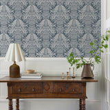 Finch Blue by Chris Loves Julia Woodland Damask Wallpaper – A-Street Prints 4173-27622