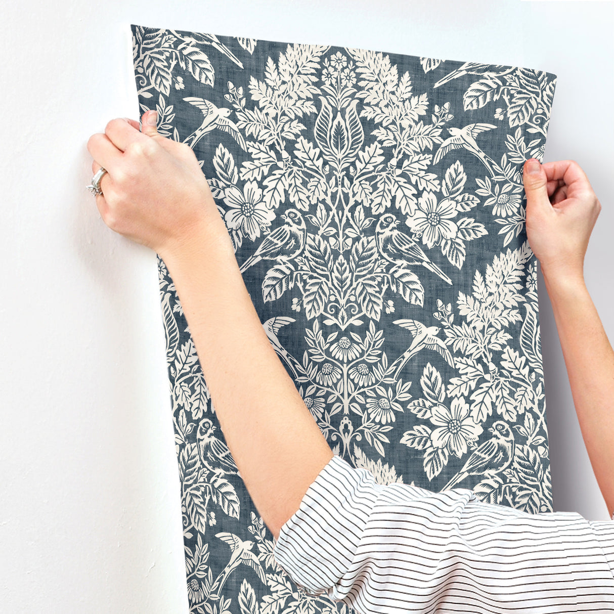 Finch Blue by Chris Loves Julia Woodland Damask Wallpaper – A-Street Prints 4173-27622