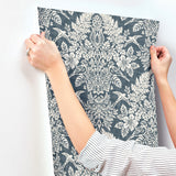 Finch Blue by Chris Loves Julia Woodland Damask Wallpaper – A-Street Prints 4173-27622