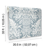 Finch Light Blue by Chris Loves Julia Woodland Damask Wallpaper – A-Street Prints 4173-27623