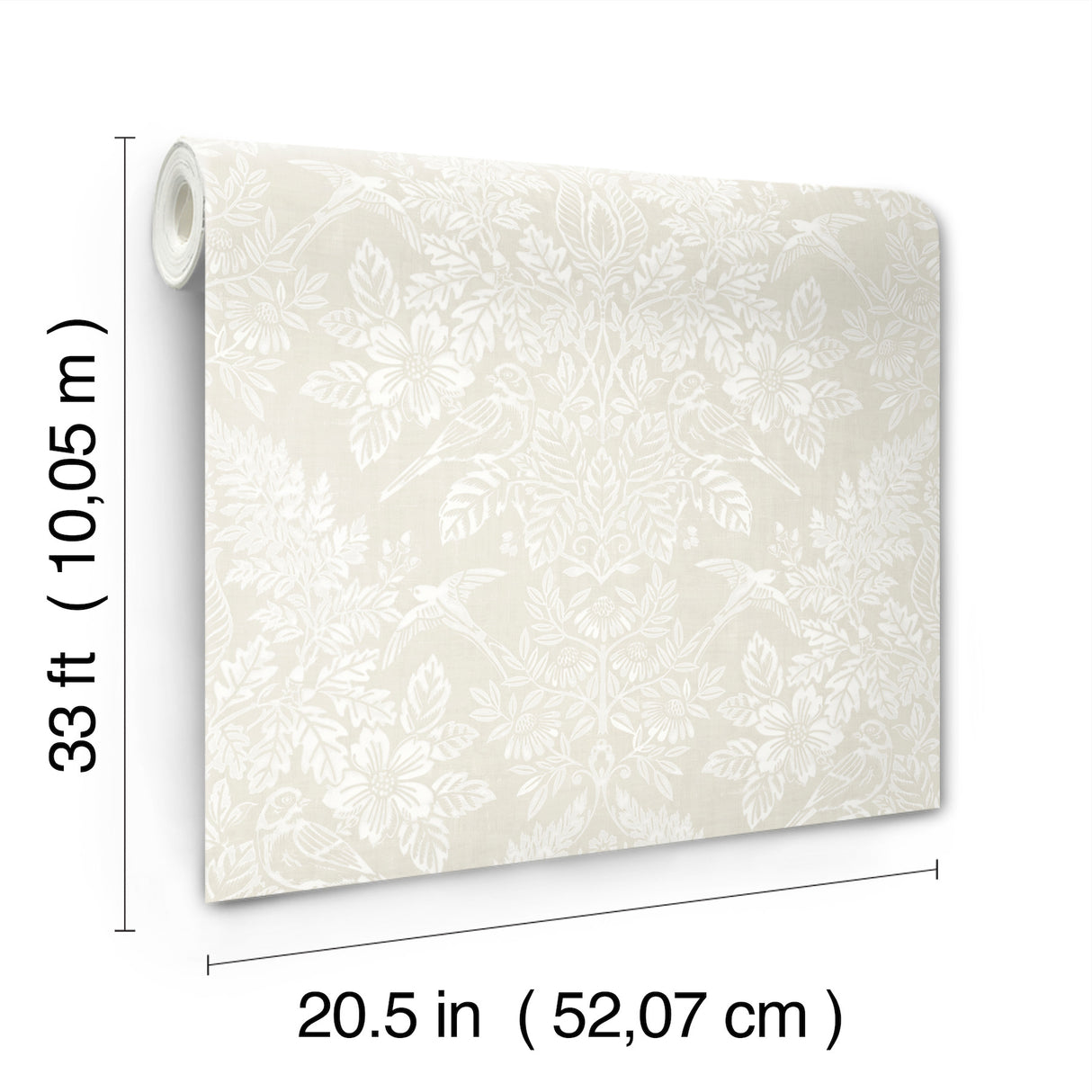 Finch Ivory by Chris Loves Julia Woodland Damask Wallpaper – A-Street Prints 4173-27624