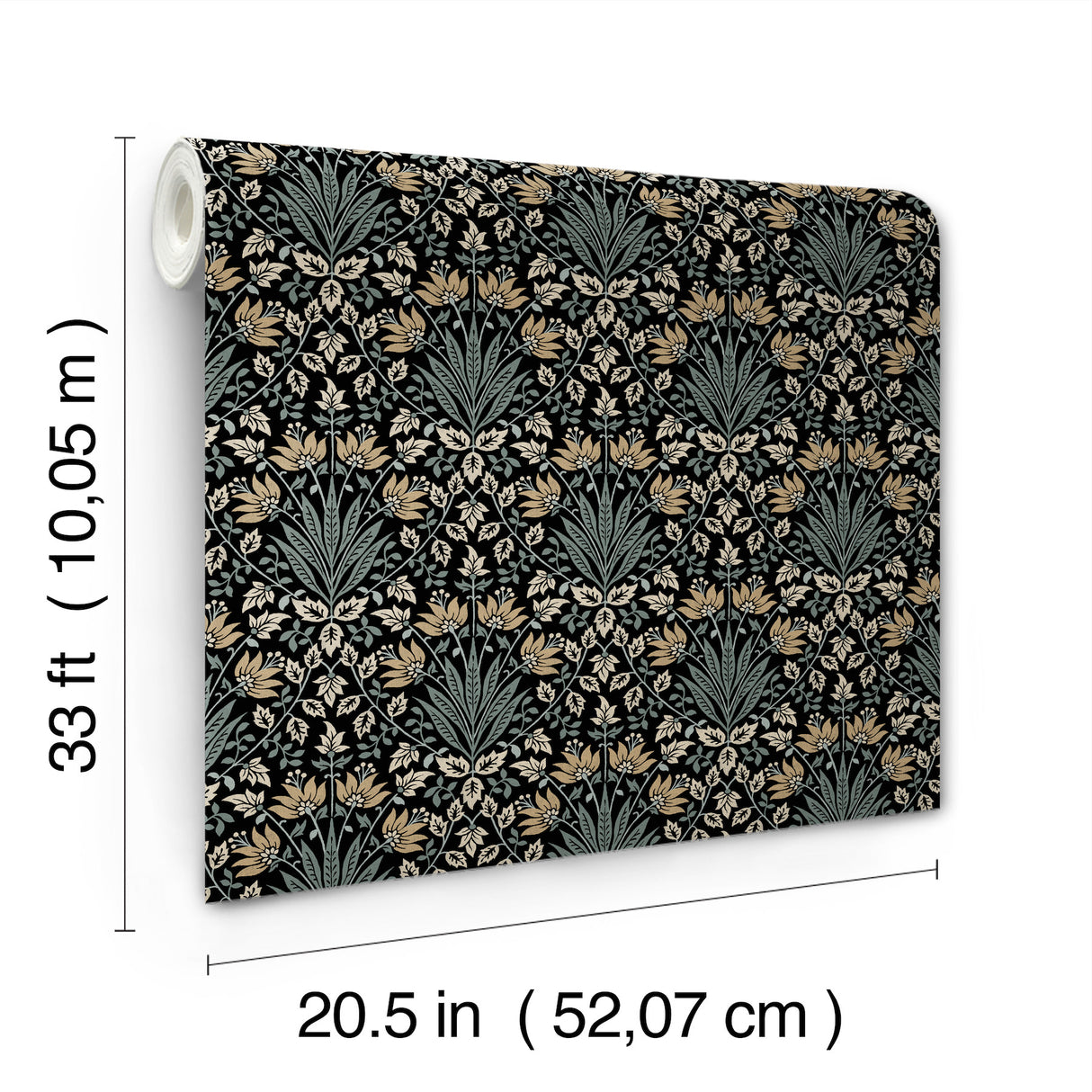Woodbury Black by Chris Loves Julia Floral Damask Wallpaper – A-Street Prints 4173-27630