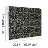Woodbury Black by Chris Loves Julia Floral Damask Wallpaper – A-Street Prints 4173-27630