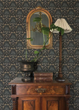 Woodbury Black by Chris Loves Julia Floral Damask Wallpaper – A-Street Prints 4173-27630