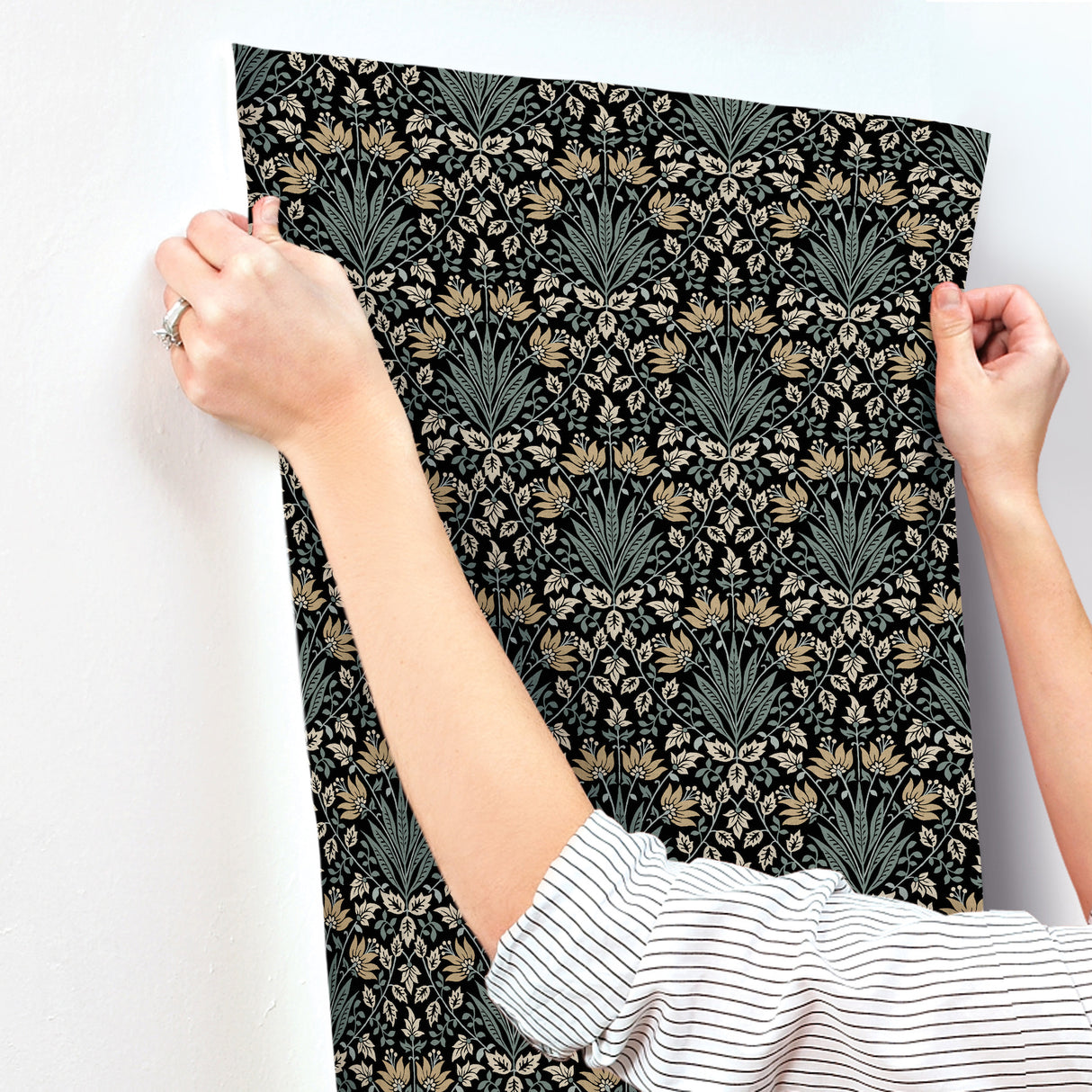 Woodbury Black by Chris Loves Julia Floral Damask Wallpaper – A-Street Prints 4173-27630