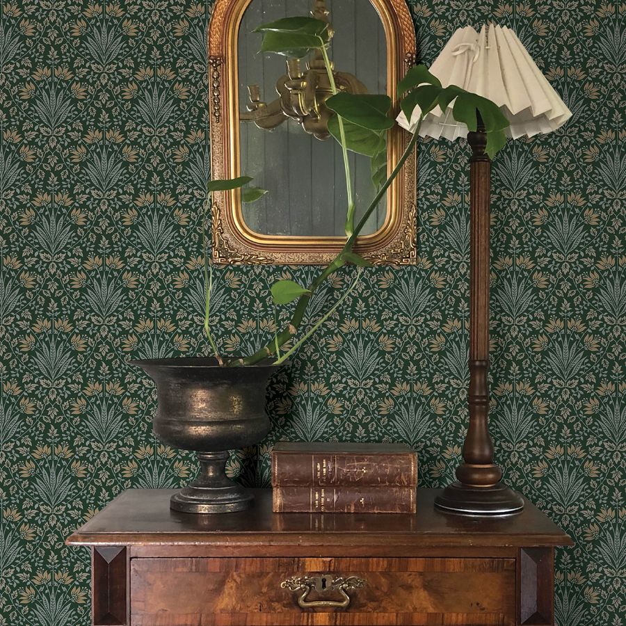 Woodbury Evergreen by Chris Loves Julia Floral Damask Wallpaper – A-Street Prints 4173-27631