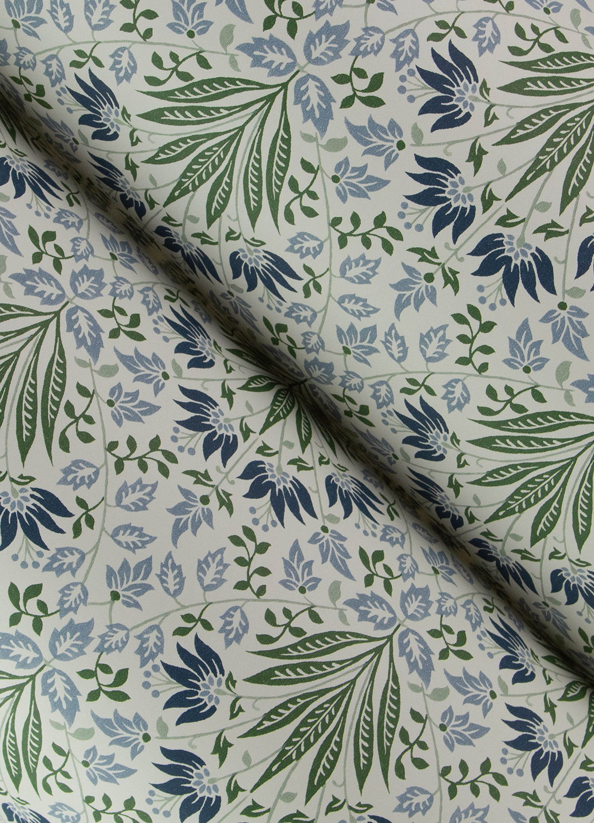 Woodbury Blue by Chris Loves Julia Arts and Crafts Washable Strippable Unpasted Non Woven Floral Damask Wallpaper - A-Street Prints 4173-27632-Sample