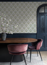 Woodbury Blue by Chris Loves Julia Arts and Crafts Washable Strippable Unpasted Non Woven Floral Damask Wallpaper - A-Street Prints 4173-27632-Sample