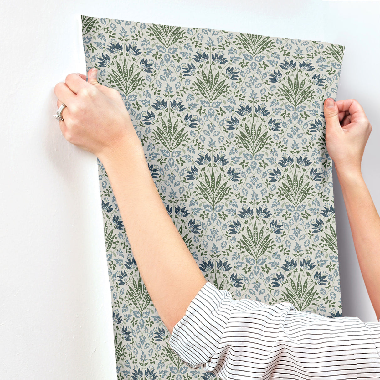 Woodbury Blue by Chris Loves Julia Floral Damask Wallpaper – A-Street Prints 4173-27632