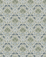Woodbury Blue by Chris Loves Julia Arts and Crafts Washable Strippable Unpasted Non Woven Floral Damask Wallpaper - A-Street Prints 4173-27632-Sample