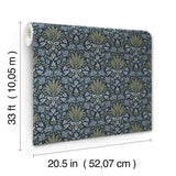Woodbury Navy by Chris Loves Julia Floral Damask Wallpaper – A-Street Prints 4173-27634