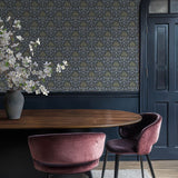 Woodbury Navy by Chris Loves Julia Floral Damask Wallpaper – A-Street Prints 4173-27634