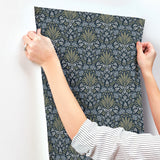 Woodbury Navy by Chris Loves Julia Floral Damask Wallpaper – A-Street Prints 4173-27634
