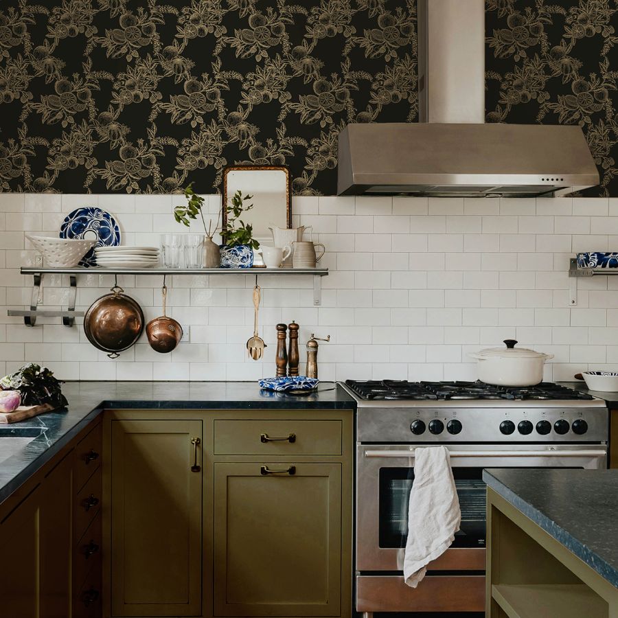 Gerty Gold by Chris Loves Julia Fruit Toile Wallpaper – A-Street Prints 4173-27635