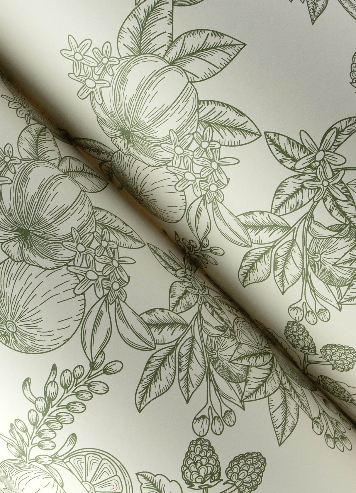 Gerty Green by Chris Loves Julia Fruit Toile Wallpaper – A-Street Prints 4173-27636