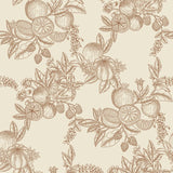 Gerty Copper Fruit Toile wallpaper with copper botanical linework on cream.