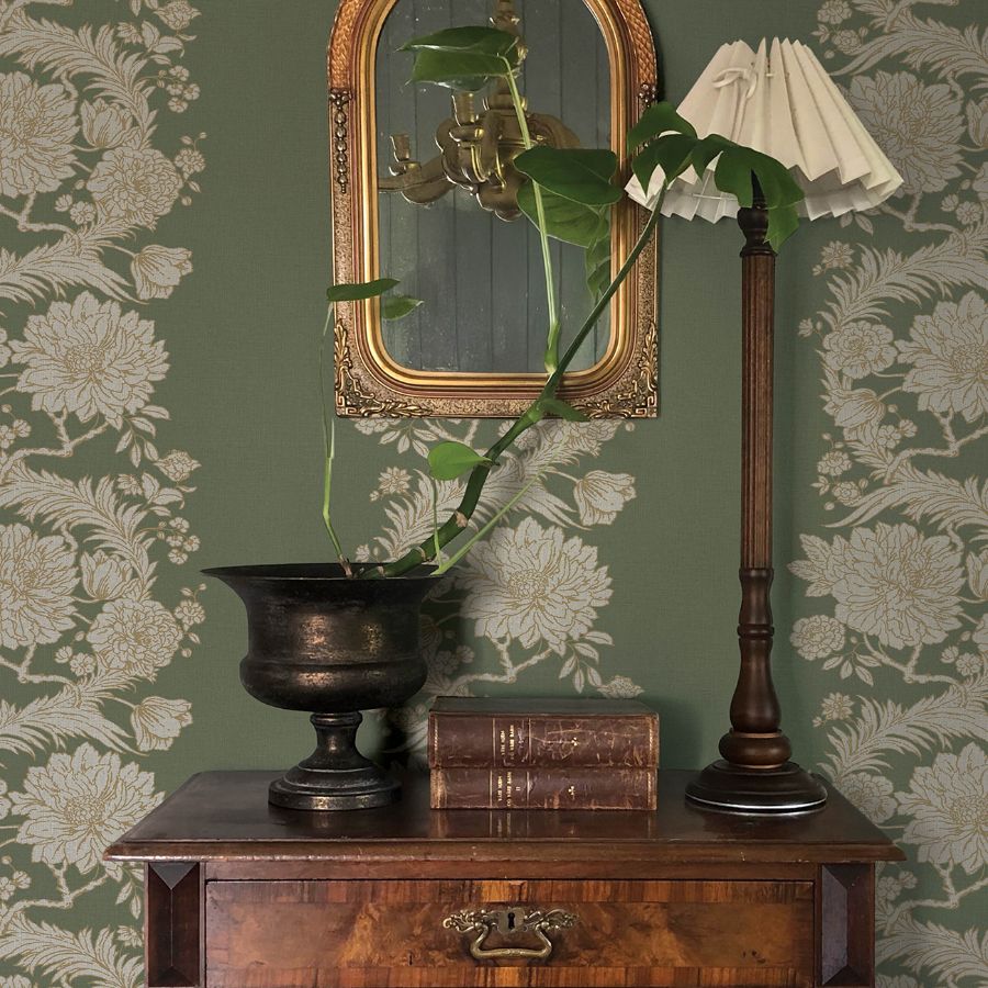 Gisela Green by Chris Loves Julia Floral Columns Wallpaper – A-Street Prints 4173-27639