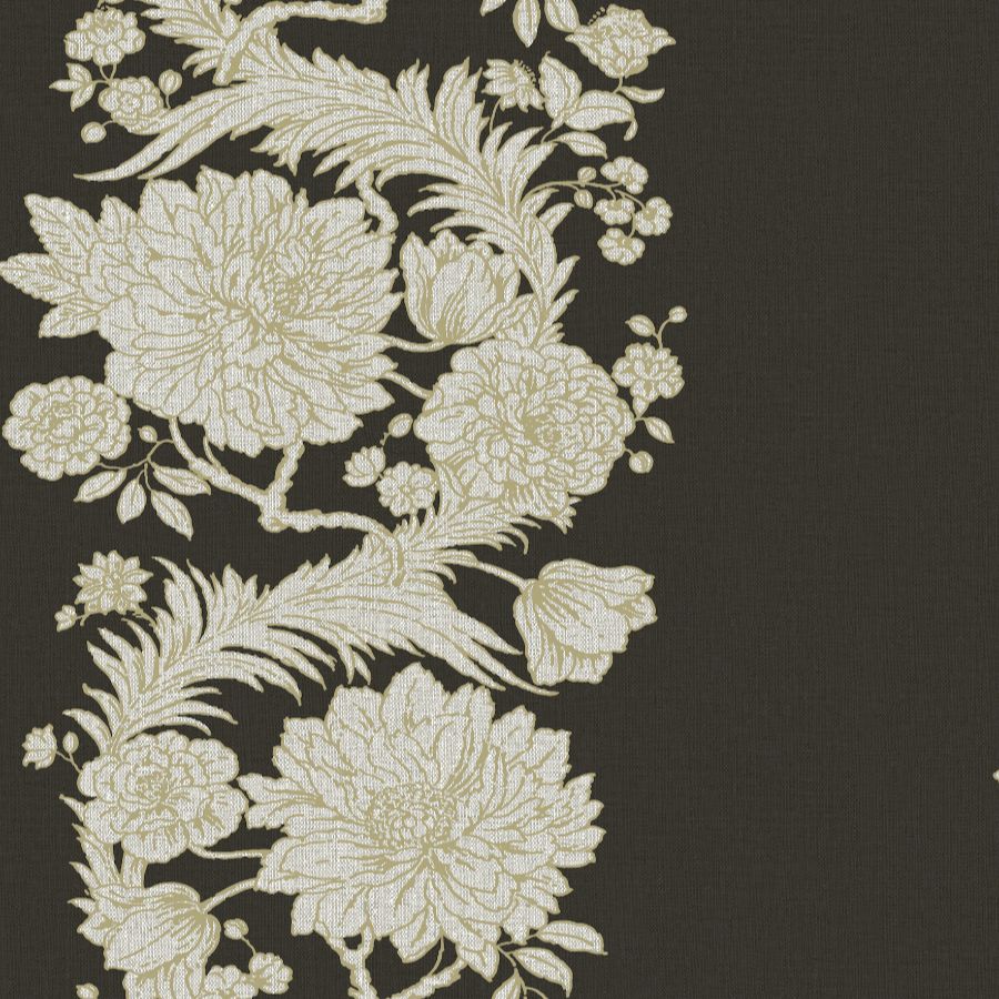 Gisela Black Floral Columns Wallpaper by A-Street Prints, close-up of botanical column design