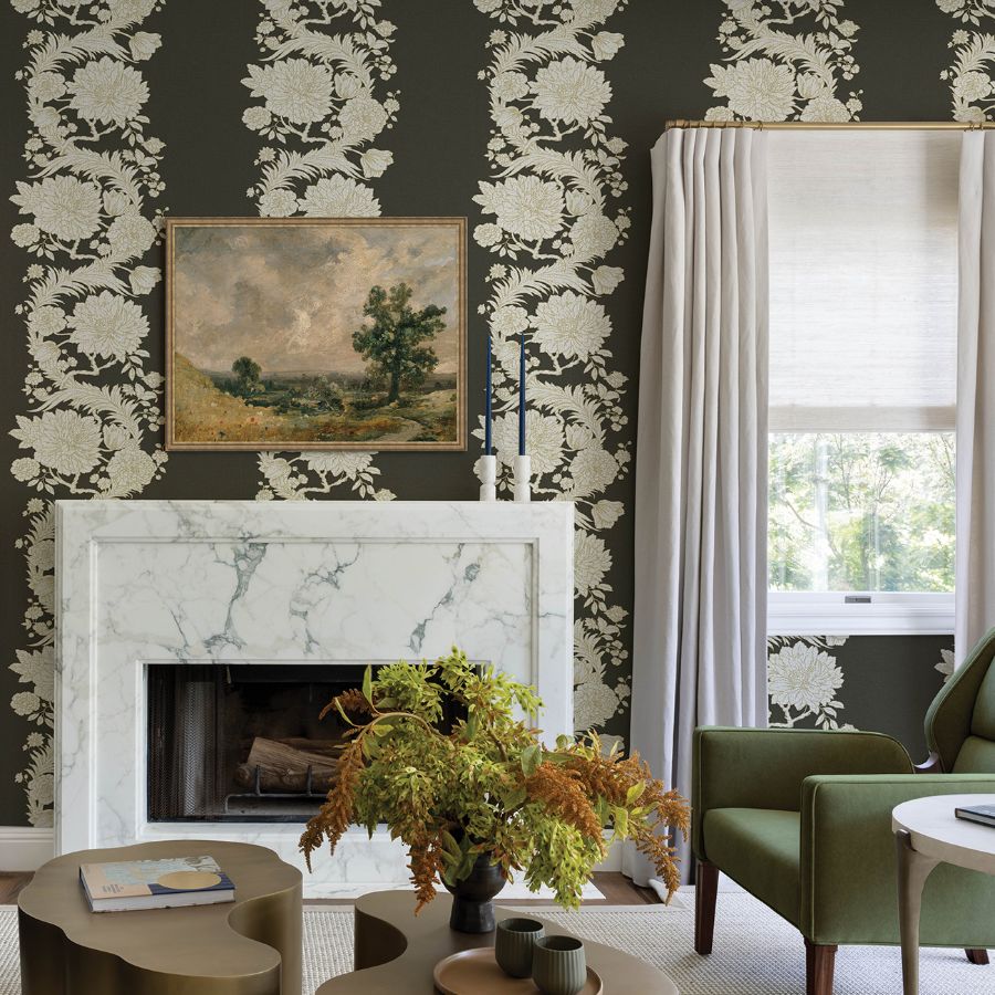 Gisela Black by Chris Loves Julia Floral Columns Wallpaper – A-Street Prints 4173-27641