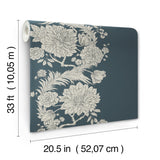Gisela Blue by Chris Loves Julia Floral Columns Wallpaper – A-Street Prints 4173-27642