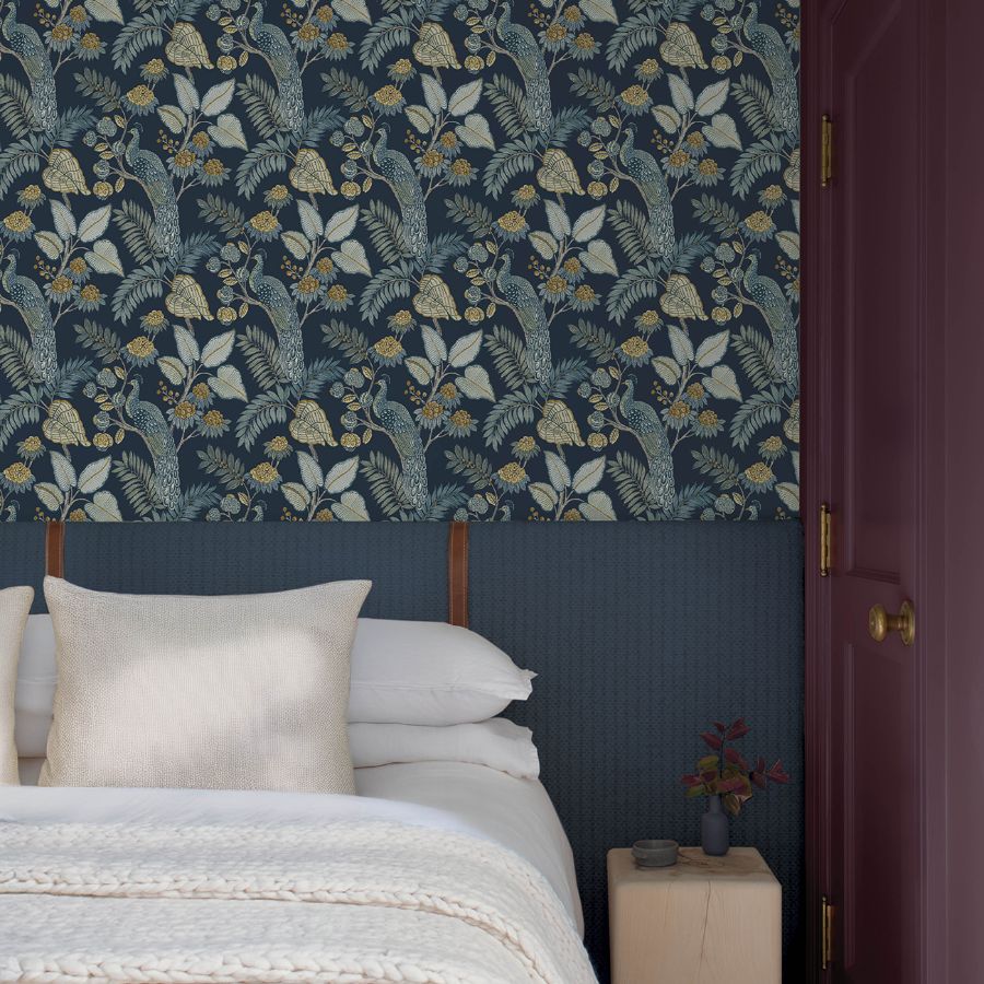 Geneva Dark Blue by Chris Loves Julia Peacock Paradise Wallpaper – A-Street Prints 4173-27643