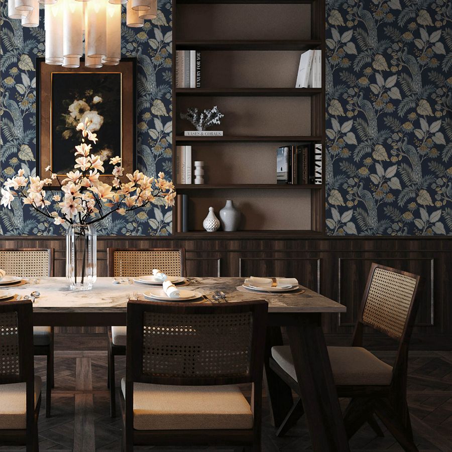 Geneva Dark Blue by Chris Loves Julia Peacock Paradise Wallpaper – A-Street Prints 4173-27643